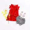 Girl Dresses Ins Girls Europe And The United States Summer Models Velvet Fashion Children Strapless Sleeves Princess Dress