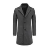 Мужские плащи, однобортное длинное шерстяное пальто, куртка в британском стиле, однотонное зимнее шерстяное пальто с отложным воротником, мужская мода для путешествий