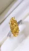 Solid 925 Sterling Silver 812mm Ice Broken Oval Created Moissanite Diamond Citrine Ring For Women Engagement Fine Jewelry 20216945817