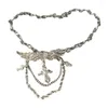 Kedjor Crystal Wing Heart Necklace Punk Choker Statement smycken Fashion Estetic clavicle chain n2ue