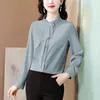 Blouses Femmes Vêtements pour femmes Mode coréenne Volants élégants Chemises en mousseline de soie Printemps Automne Manches longues Solide Blouse en soie de mûrier en vrac