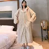 Mulheres sleepwear inverno quente flanela nightdress roupão mulheres coral velo longo robe casual lingerie íntima engrossar homewear