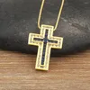 Kedjor Aibef Religion 3 Färger Rhinestone Cross Pendant Women Necklace Inlay Crystal Copper Zircon Anniversary Jewelry Luxury Accessory