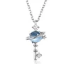 Beautiful Women Necklace Real 925 Silver Natural Blue Topaz Star Key Pendant For Party Gift With Chain8705961
