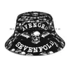 Berets Skull Small Ducket Hat Sun Cap ثقيلة انتقامية سبع أضعاف الطاقة المعدنية A7x سلة المهملات الأسود الصلب القابل للطي في الهواء الطلق في الهواء الطلق