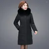 Women's Trench Coats Middle-aged And Elderly Womens Down Cotton-padded Jacket Long Foreign Style Mother Coat Large Size Winter Coa