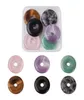 Charms 6 Styles Mixed Natural Stone Beads Set Green Aventurine Rose Quartz Amethyst Tiger Eye Gemstone Disc Pendants Jewelry Acces1041303