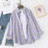 Blusas femininas marca casual flanela xadrez camisa 2023 outono boutique senhoras blusa solta e topos feminino camisas de manga longa roupas