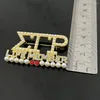 Broches Associação de Mulheres Gregas SGR Incrustado Strass Pérola Carta Broche Joias