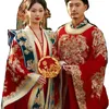 Ethnic Clothing Ming Dynasty Costume Hand Made Groom Dragon Embroidery Xiuhe Ancient China Trend Bride Phoenix Hanfu Wedding Dress 231212