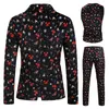 Ethnic Clothing Xingqing Christmas Suit Set for Men Cartoon Print Long Sleeve Single Breasted Jacket with Vest Pants 3Pcs Clothes Party Outfits 231213