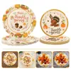 Dîner jetable 32 PCS Thanksgiving Assiettes pour le dîner Assiets de pain de fruits délicats Papitre de repas ponctuel