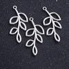 100Pcs Antique Silver Leaf Branch Connectors Pendant Charms For necklace Jewelry Making findings 22x41mm232f