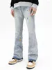 Herr jeans mode y2k stänk bläck graffiti vintage baggy män flare byxor elegant tvättade blå höfthopp denim byxor