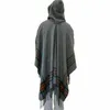 Foulards Hommes Laine Mélange Stripe À Capuche Châle Manteau Boho Gypsy Hippie Cape Poncho À Capuche Unisexe