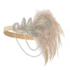 Andra evenemangsfestleveranser 1920 -talets pannbandsdräkt Props Charleston Accessories Nude Flapper Headpiece Great Gatsby Feather Beade311y