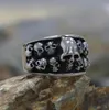 Gothic Punk Double Row Skull Ring Men039s Stainless Steel Biker Rings Unique Heavy Metal Hip Hop Jewelry Cluster255c7164269