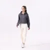 lu-22 Sudaderas con capucha de otoño para mujer, chaqueta de traje de Yoga, deporte para mujer, media cremallera, estilo corto holgado grueso con sudaderas de lana para mujer