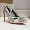 Nakış kristal dekorasyon pompaları düğün ayakkabıları stiletto elbise ayakkabıları sandal sivri ayak parmakları kayma kadın tasarımcılar ince