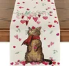 Pink Watercolor Heart Valentine's Day Table Runner Long Sweetest Day Wedding Anniversary Home Kitchen Dining Room Table Decoration