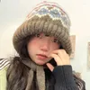 Berety japońskie retro termiczne ucha moda zimowy styl etniczny Jacquard ręcznie roszczenia dzianinowa czapka pullover sfor kobietę