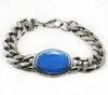 Bracelet Salman Khan en acier inoxydable 316L, avec pierres précieuses bleues, maillons de chaîne en pierre naturelle, Melv227402502