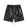 Rhude Pants Designer Fashion Men's And Women's Summer High Street Solid Leather Shorts Loose Casual Drawstring Sports Capris