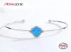 Chance Hamsa Fatima 925 Sterling Argent Femmes Bracelet Bracelets Bleu Opale Main Ouverte Designer Bracelets Bijoux De Luxe Bangle7846165