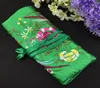 Portable Embroidery Travel Jewelry Roll Up Bag and 3 Zipper Pouch Silk Satin Cloth Gift Packaging Necklace Bracelet Earring Ring S7972728