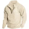 Sweats à capuche pour hommes couleur pure hommes sweat-shirt demi-fermeture éclair col montant pour printemps automne sport tenue décontracté respirant doux coupe ample