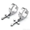 New High quality jewelry Mens Womens Stainless Steel Huggie Hinged Hoop Earrings Silver Black Gife21541434553161