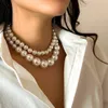 Pendant Necklaces IngeSight Z Elegant 2pcs set Imitation Pearl Beaded Choker Collar for Women 2023 Wedding Bridal Party Jewelry Gift 231213