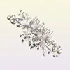 Crystal Flower and Leaf Wedding Hair Comb Silver Hår smycken för bröllop Bride Bridesmaid JCH1005810850