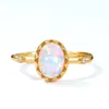 Anneaux de cluster MSR041 2023 Style rétro 925 Sterling Silver réglable Opal Zircon Bague en forme d'œuf Bijoux Fournitures Cadeau Mode