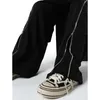 Calças femininas preto sweatpants solto zíper cintura alta vintage baggy moda americana feminina bottoms em linha reta perna larga calças 2312012