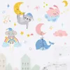Bonito dos desenhos animados animais dormindo golfinho coelho lua adesivos de parede para quarto das crianças do berçário do bebê decalques de parede decoração do quarto