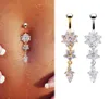 Sexig dingle mage staplar magknapp guld silver ringar magen piercing cz crystal blommor kropp smycken navel piercing ringer dropp c1901354273