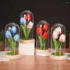 Decorative Figurines Tulip Light Artificial Galaxy Lamp Warm Flowers In Glass Gifts For Friends Women Home Decor