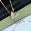 Van Clover Gold High Edition Fancy Butterfly Necklace Women's New French White Fritillaria Pendant Rose Gold Collar Chain