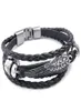 Charme pulseiras retro metal fivela pulseira jóias asa anjo trança manguito liga de couro fantasia para homem e mulher mão cadeia cor b1486091