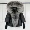 Mulheres Down Parkas Lagabogy Inverno Mulheres Quentes Pato Branco Down Jacket Solto Hood Puffer Casaco Natural Real Fox Fur Collar Grosso Luxo Outerwear 231212