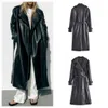 Trench da donna PB ZA2023 Versatile cappotto in ecopelle di media lunghezza con risvolto stile trendy e retrò Hong Kong 231212