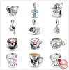 925 Silver Fit Charm 925 Bracelet Coffee Cups & Coffee Machines charms set Pendant DIY Fine Beads Jewelry4185362