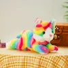 Jouets lumineux en peluche 33 cm chat arc-en-ciel lumineux jouets en peluche mignons avec lumière LED cadeaux musicaux singe chien éléphant pour filles jouets en peluche animaux enfants 231212