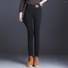 Calças femininas cintura alta magro preto leggings cordeiro lã calça inverno grosso veludo legging feminino frio resistente calças quentes 24273