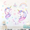 2 adesivi murali simpatico cartone animato unicorno arcobaleno luna stelle per camera dei bambini camera da letto scuola materna decorazione della casa adesivi murali