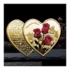 Искусство и ремесла Роза в форме сердца Подарок на День Святого Валентина Металлические памятные монеты 52 языка Медаль «Я тебя люблю» Ремесла из монет Wl Dh5P8