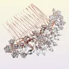 Underbar Art Deco Rose Gold Crystal Rhinestones Floral Flower Wedding Hair Comb Brudhuvudstycken Hårpinne Hårtillbehör JCH08736279