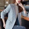 Womens Suits Blazers 2023 Women Jacket Spring Fashion Double Breasted Tweed Blazer Coat Vintage Long Sleeve Female Outerwear Chic Top 231213