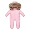 Manteau en duvet pour bébés garçons et filles, combinaison d'hiver en canard blanc, salopette pour enfants, col en fourrure, à capuche, chaude et épaisse, combinaison de Ski, combinaison de neige Y759